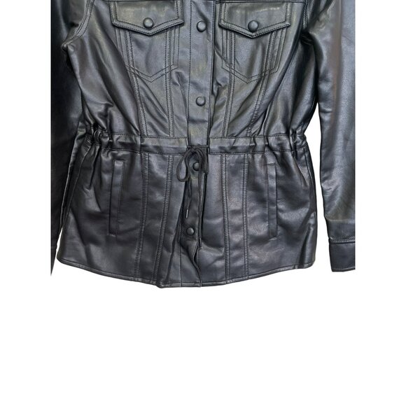 BLANK NYC Black Faux Leather Drawstring Jacket Size Medium NWT BlankNyc - Picture 6 of 8